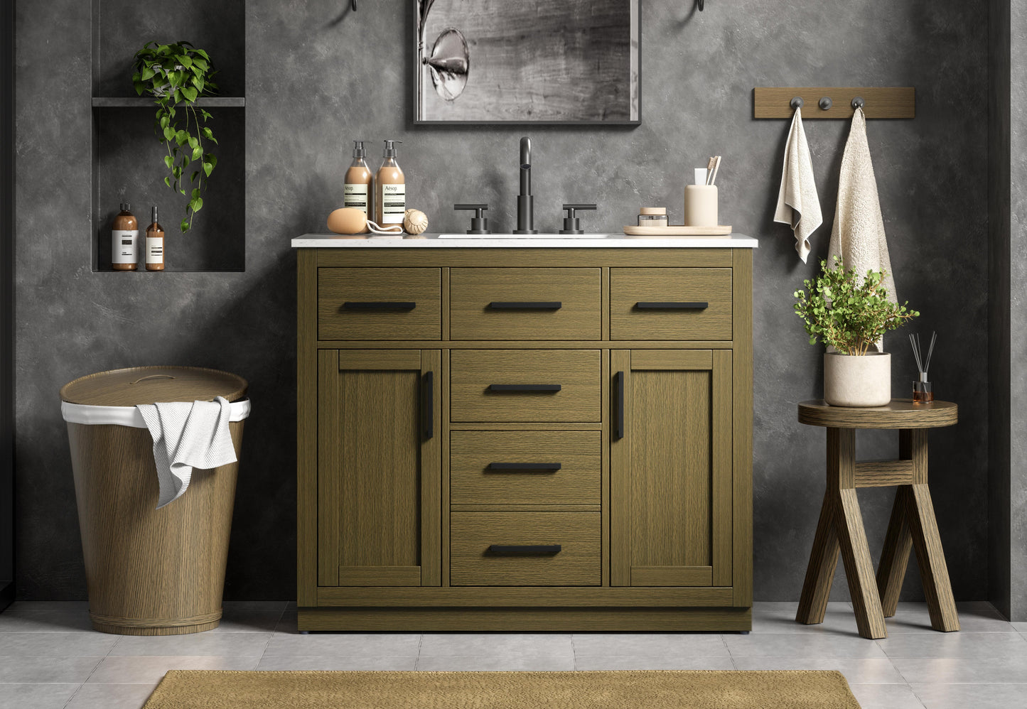 Alden 42 inch Single Bathroom Vanity in Chestnut Brown