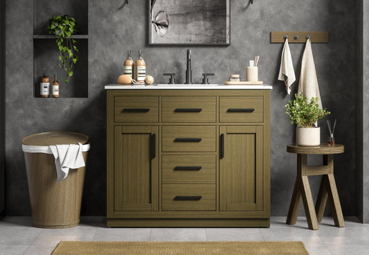 Alden 42 inch Single Bathroom Vanity in Chestnut Brown