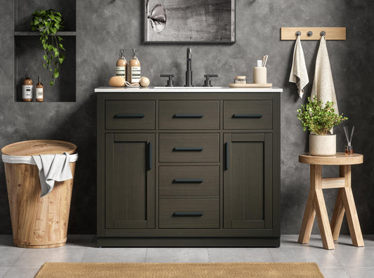 Alden 42 inch Single Bathroom Vanity in Mocha Brown