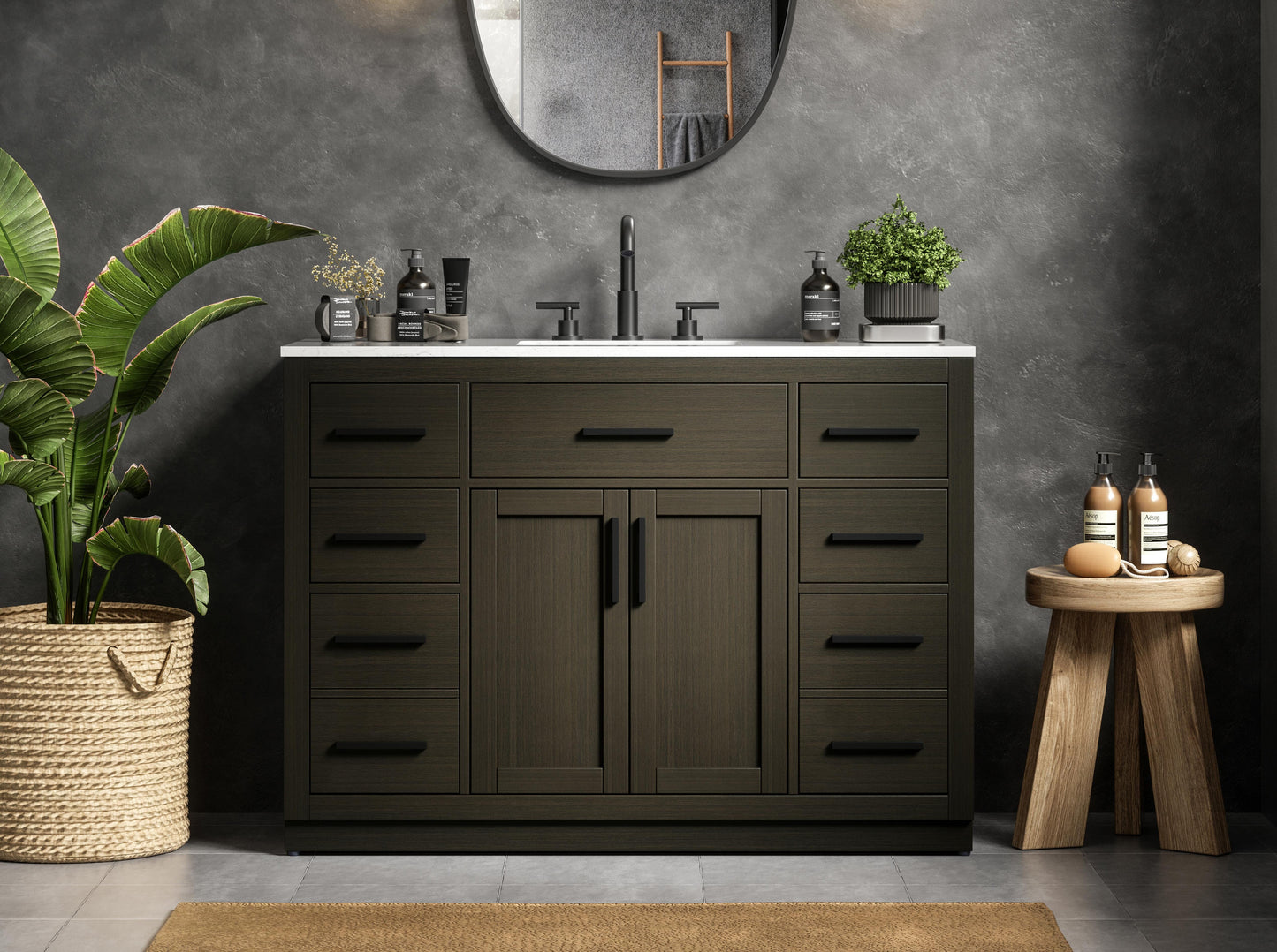 Alden 48 inch Single Bathroom Vanity in Mocha Brown