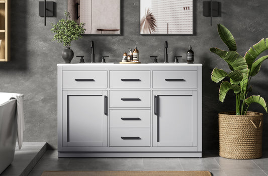 Alden 54 inch Double Bathroom Vanity in Grey