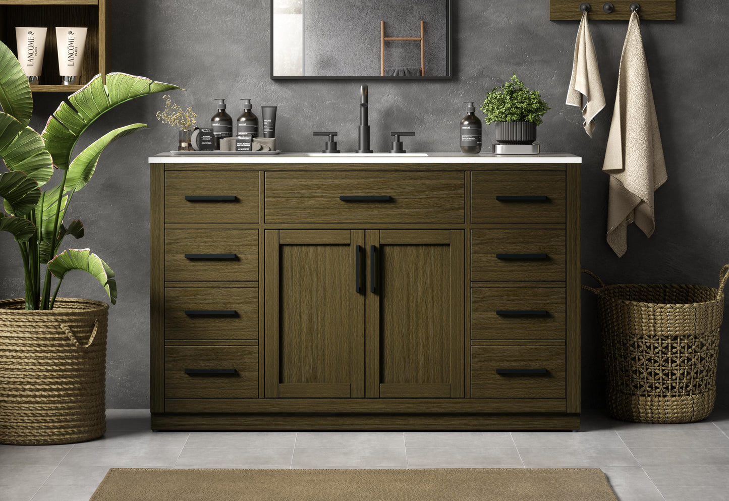 Alden 54 inch Single Bathroom Vanity in Chestnut Brown