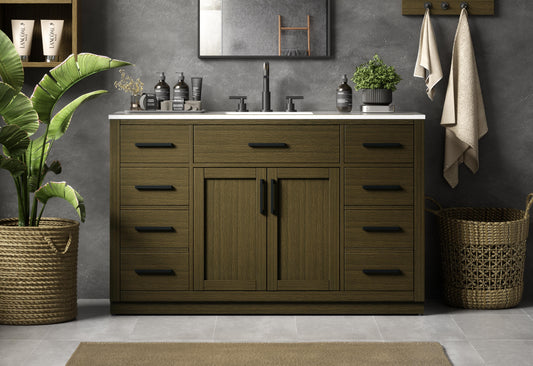 Alden 54 inch Single Bathroom Vanity in Chestnut Brown