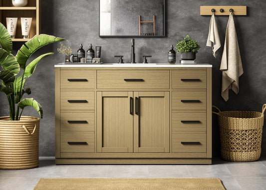 Alden 54 inch Single Bathroom Vanity in Honey Brown