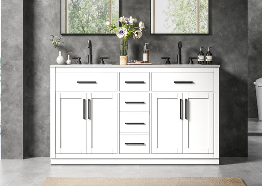 Alden 60 inch Double Bathroom Vanity in White