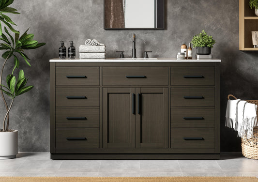 Alden 60 inch Single Bathroom Vanity in Mocha Brown