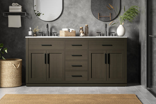 Alden 72 inch Double Bathroom Vanity in Mocha Brown