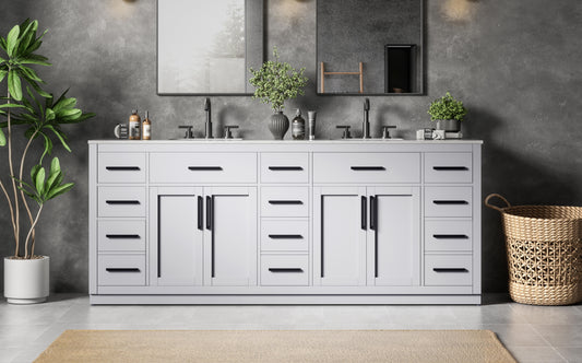 Alden 84 inch Double Bathroom Vanity in Grey