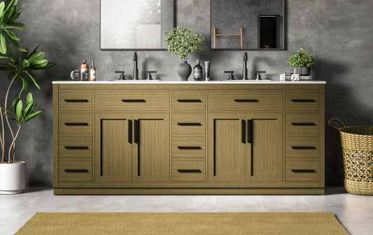Alden 84 inch Double Bathroom Vanity in Chestnut Brown