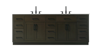 Alden 84 inch Double Bathroom Vanity in Mocha Brown