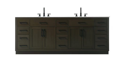 Alden 84 inch Double Bathroom Vanity in Mocha Brown