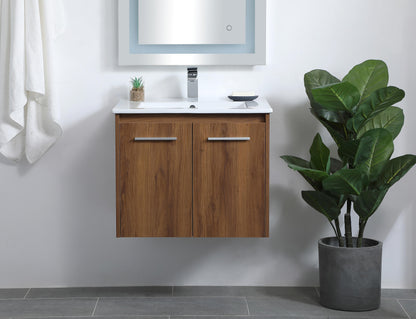 24 inch  Single Bathroom Floating Vanity in Walnut Brown