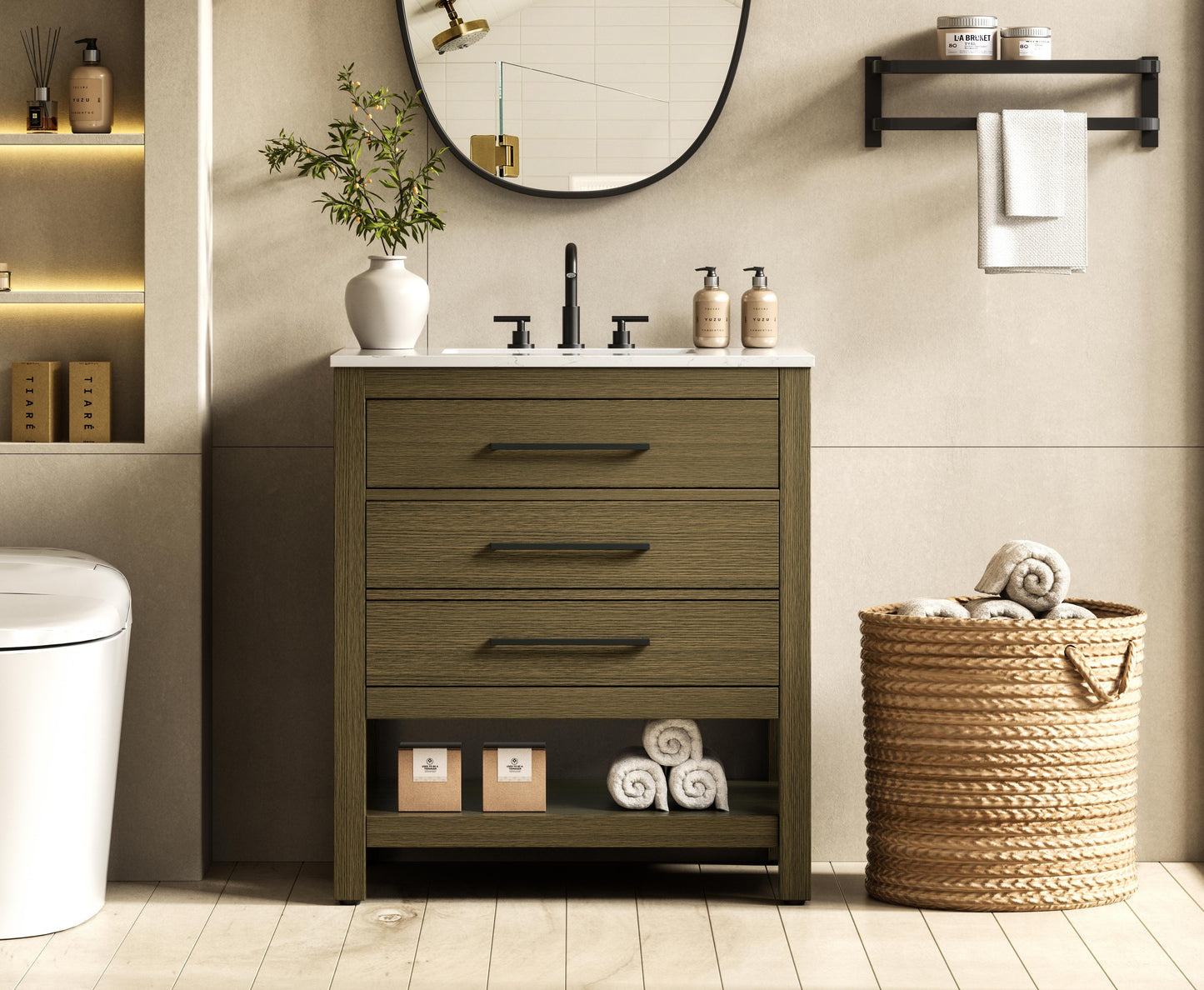 30 inch Single Bathroom Vanity in Chestnut Brown