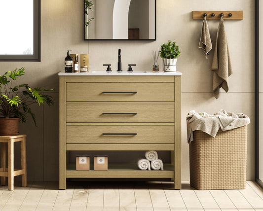 36  inch Single Bathroom Vanity in Honey Brown