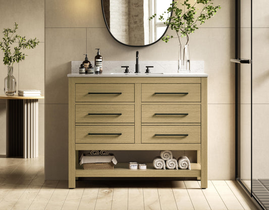 42  inch Single Bathroom Vanity in Honey Brown with backsplash