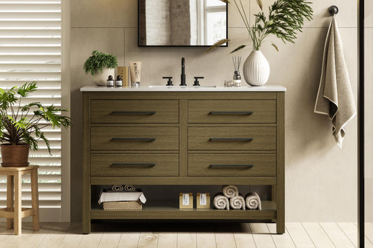 48 inch Single Bathroom Vanity in Chestnut Brown