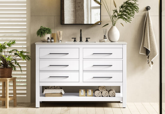 48 inch Single Bathroom Vanity in White