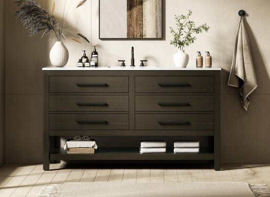 60 inch Single Bathroom Vanity in Mocha Brown