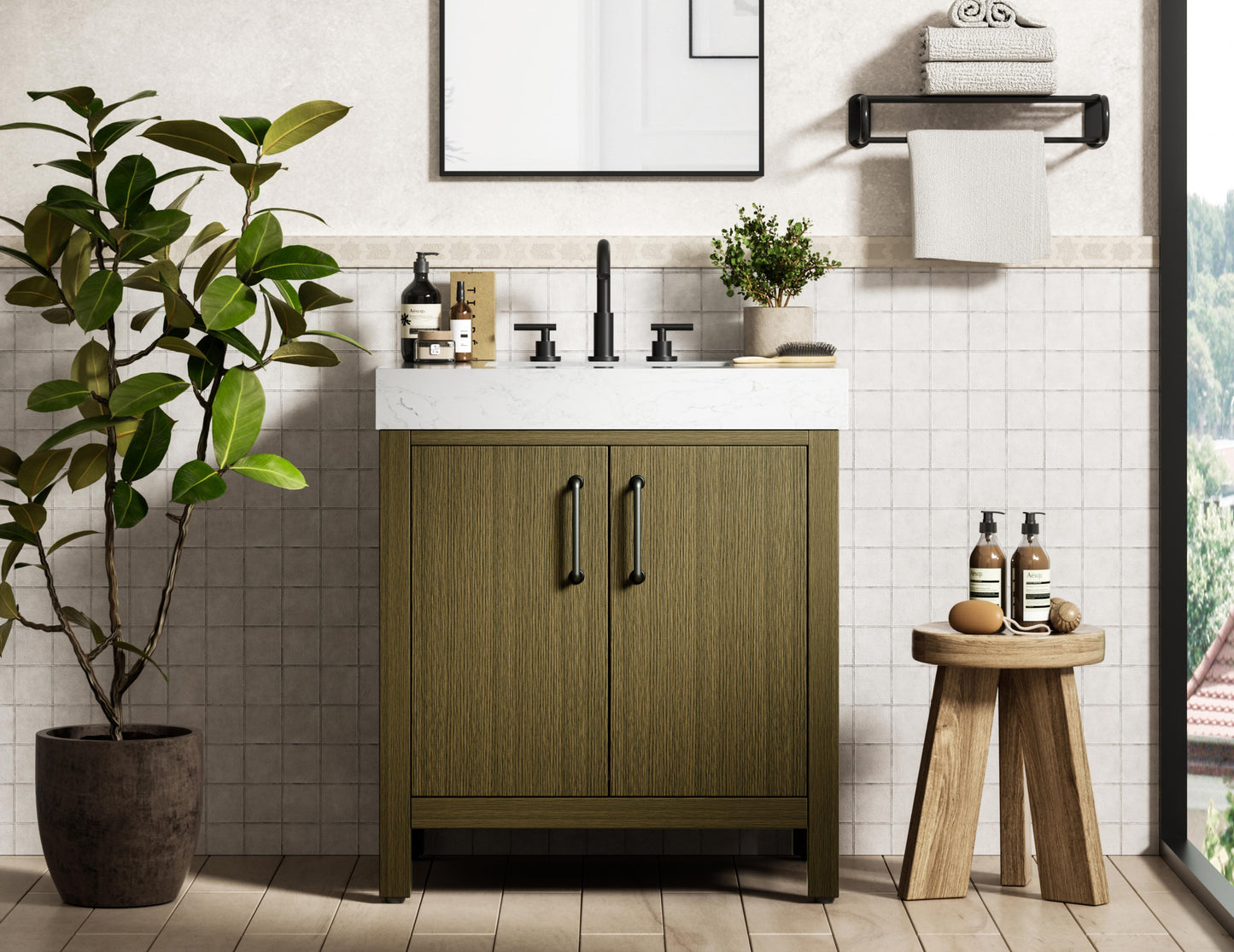 30 inch Single Bathroom Vanity In Chestnut Brown