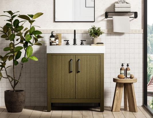 30 inch Single Bathroom Vanity In Chestnut Brown