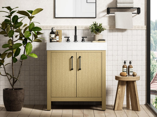 30 inch Single Bathroom Vanity In Honey Brown
