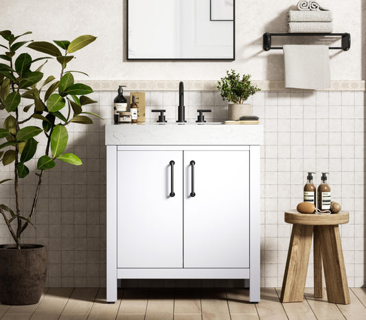 30 inch Single Bathroom Vanity In White