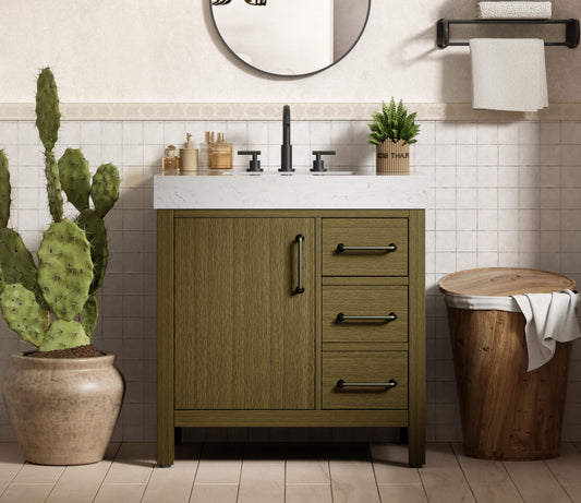 32 inch Single Bathroom Vanity In Chestnut Brown