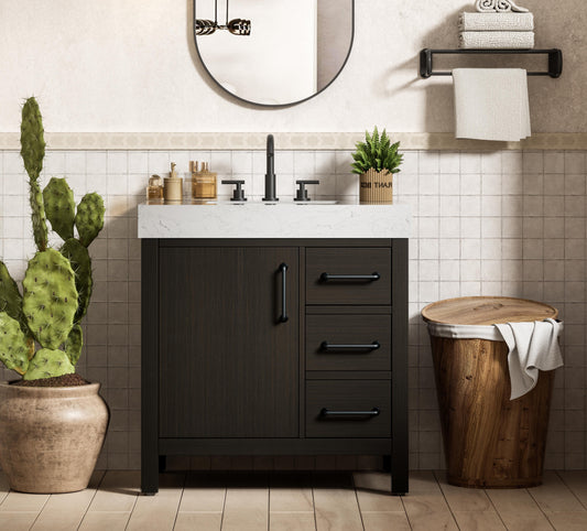 32 inch Single Bathroom Vanity In Mocha Brown