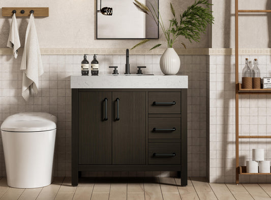 36 inch Single Bathroom Vanity In Mocha Brown