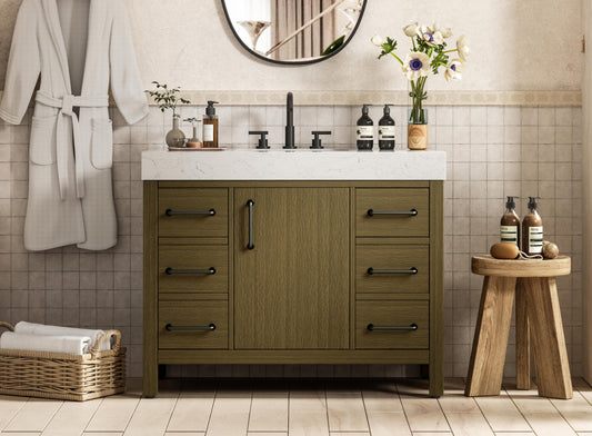 42 inch Single Bathroom Vanity In Chestnut Brown