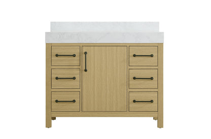 42 inch Single Bathroom Vanity In Honey Brown with backsplash