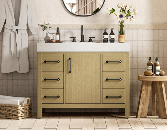 42 inch Single Bathroom Vanity In Honey Brown