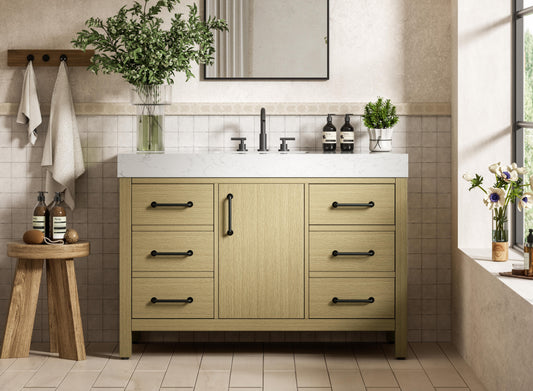 48 inch Single Bathroom Vanity In Honey Brown