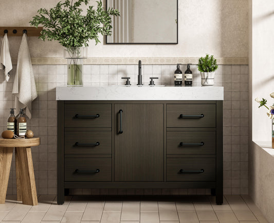 48 inch Single Bathroom Vanity In Mocha Brown