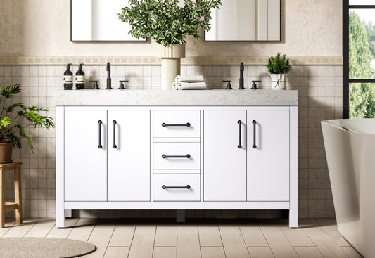 60 inch Double Bathroom Vanity In White
