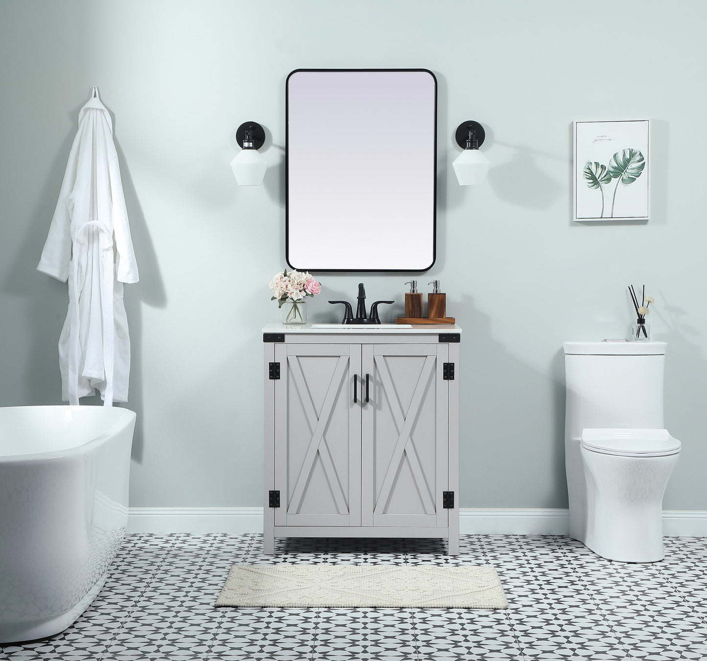 30 inch Single bathroom vanity in grey