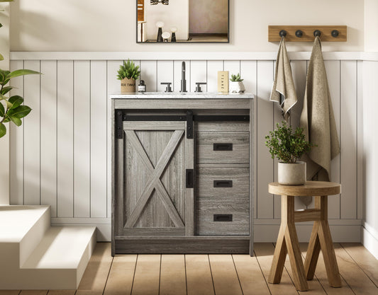 Austin 30 inch Single Bathroom Vanity in Rustic Grey