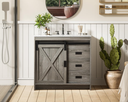 Austin 36 inch Single Bathroom Vanity in Rustic Grey