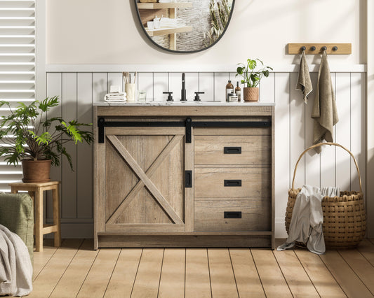 Austin 42 inch Single Bathroom Vanity in Natural Oak