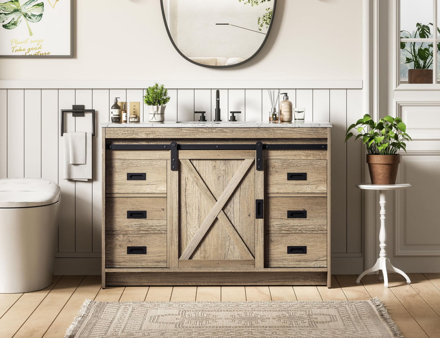 Austin 48 inch Single Bathroom Vanity in Natural Oak