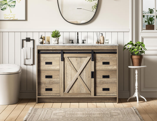 Austin 48 inch Single Bathroom Vanity in Natural Oak