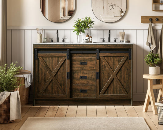 Austin 54 inch Double Bathroom Vanity in Expresso