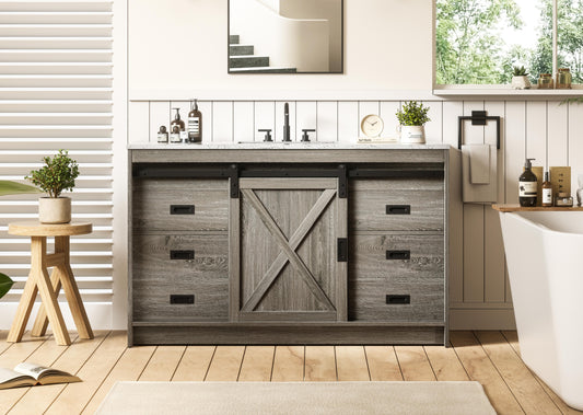 Austin 54 inch Single Bathroom Vanity in Rustic Grey