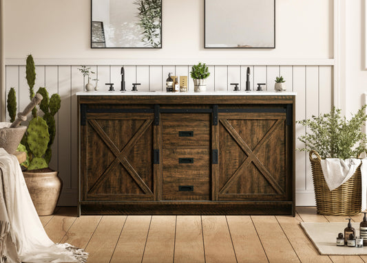 Austin 60 inch Double Bathroom Vanity in Expresso