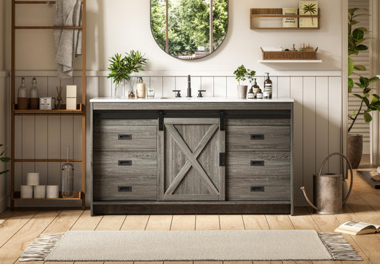 Austin 60 inch Single Bathroom Vanity in Rustic Grey