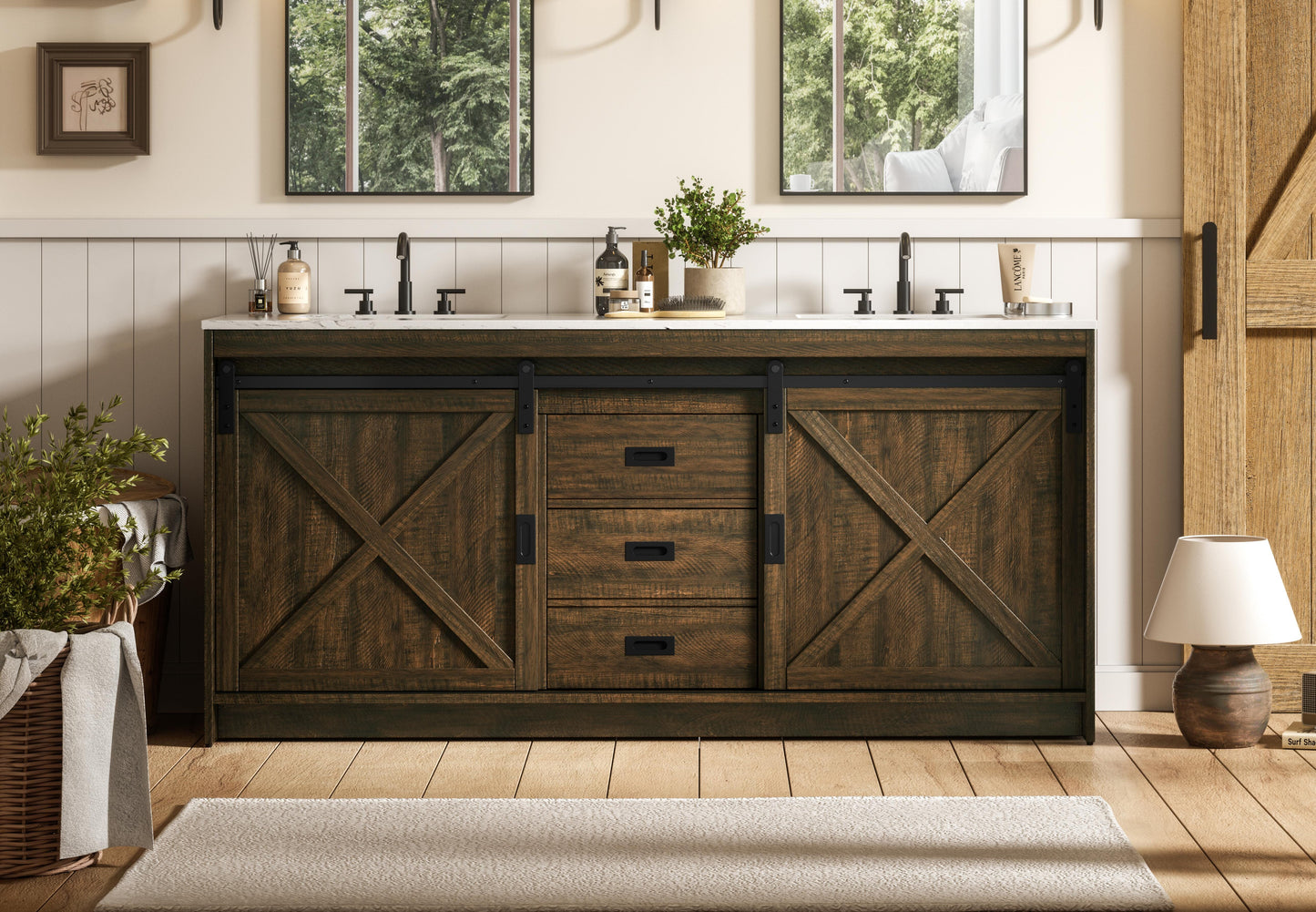 Austin 72 inch Double Bathroom Vanity in Expresso