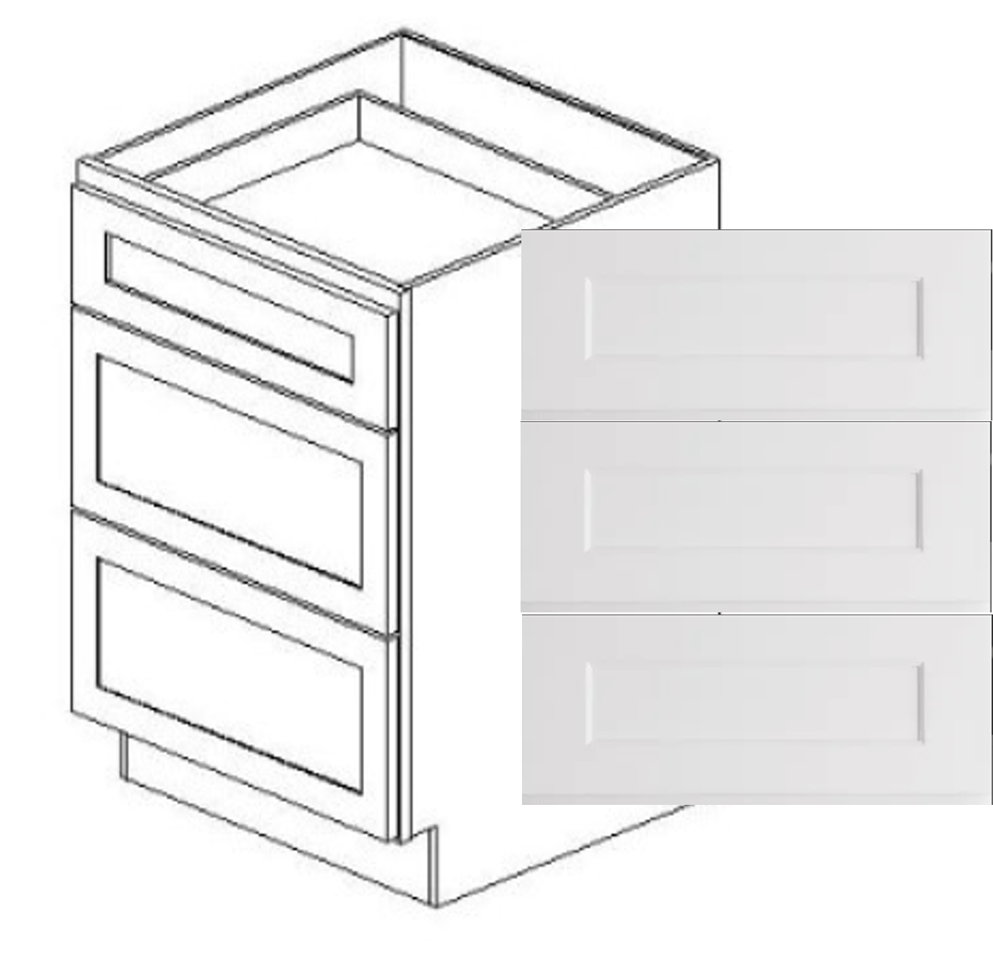 Value-Line Shaker 3-drawer base cabinet