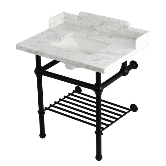 Pemberton 30 Inch Console Sink in Carrara Marble