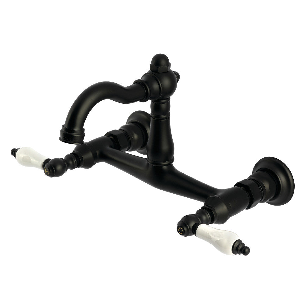 Vintage Wall Mount Kitchen Faucet in Matte Black