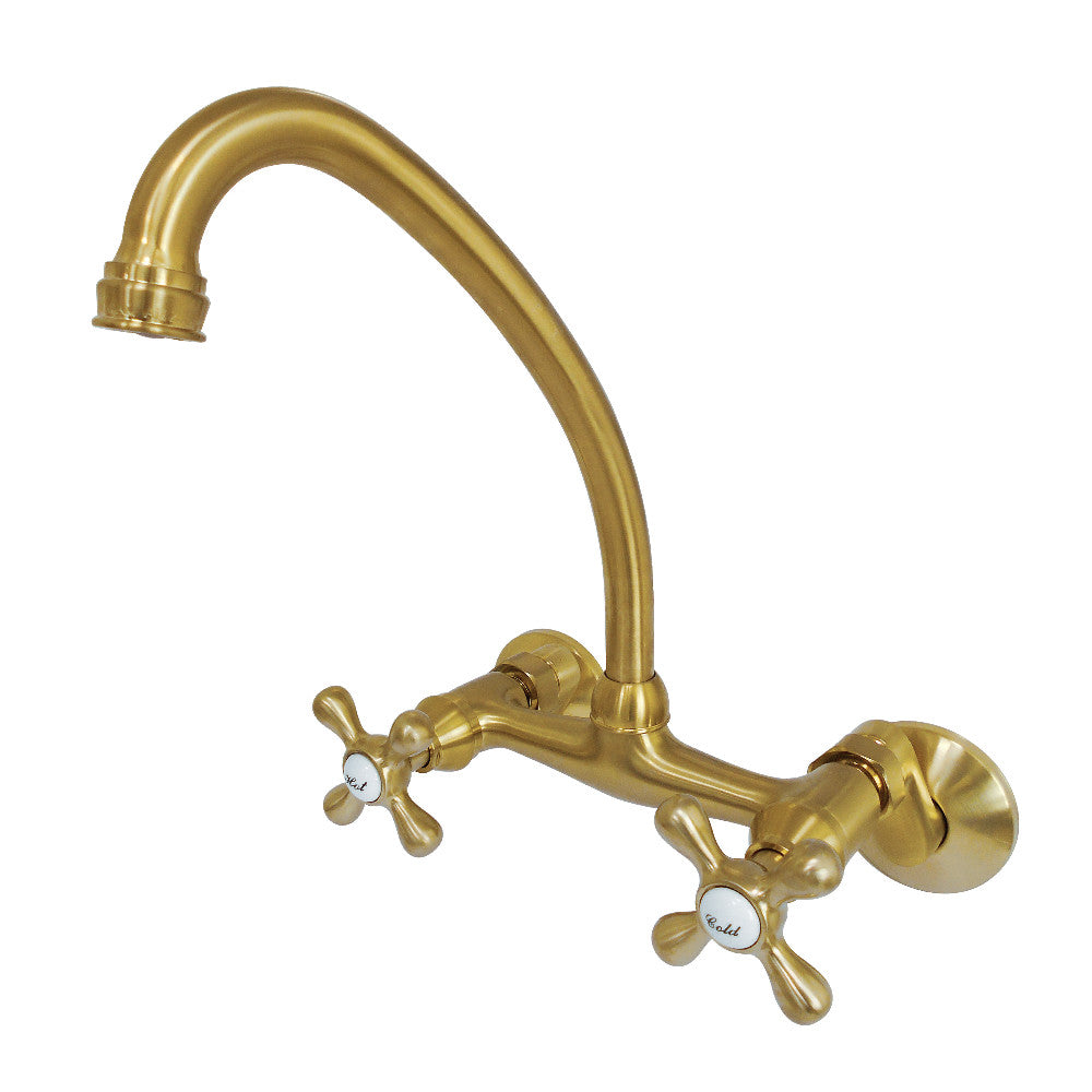 Kingston Wall Mount Kitchen Faucet in Brushed Brass